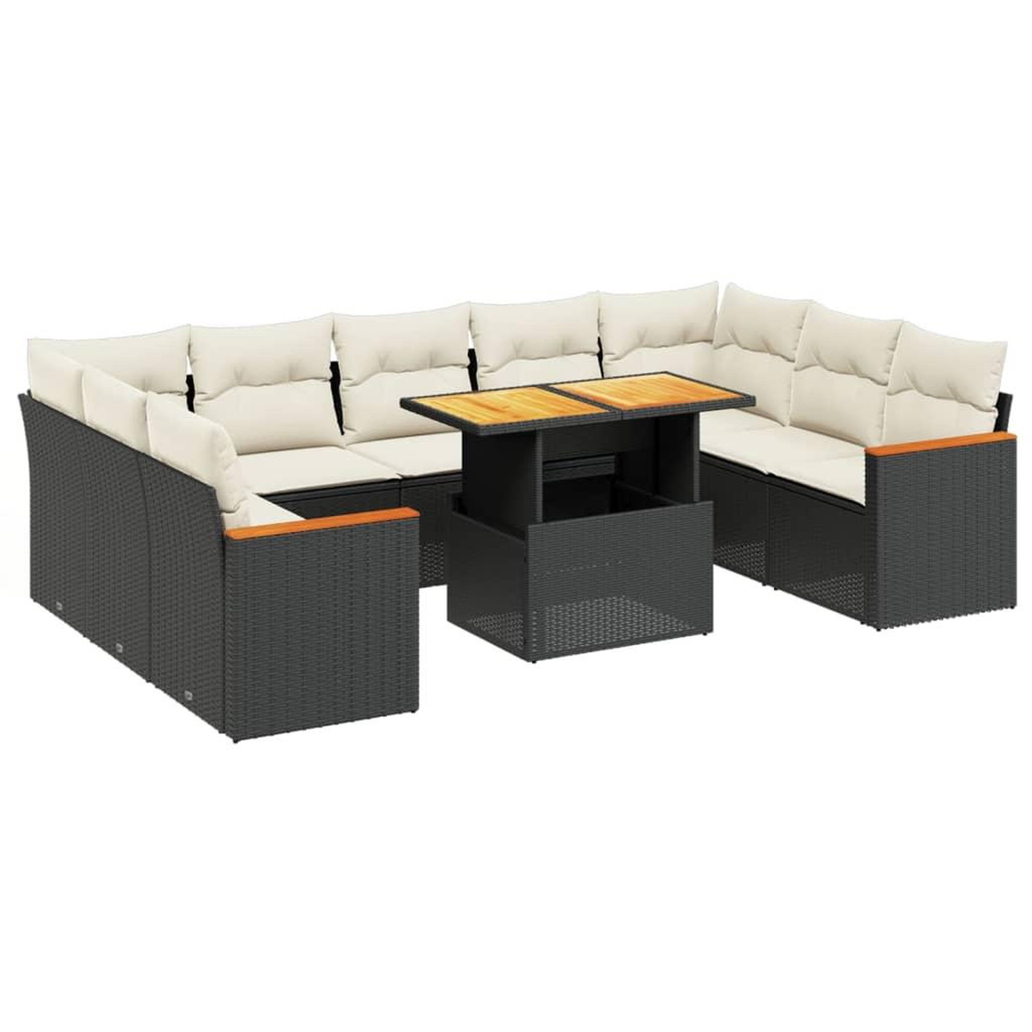 Voir la diapositive 2 : VIDAXL Salon de jardin 10 pcs avec coussins noir resine tressee