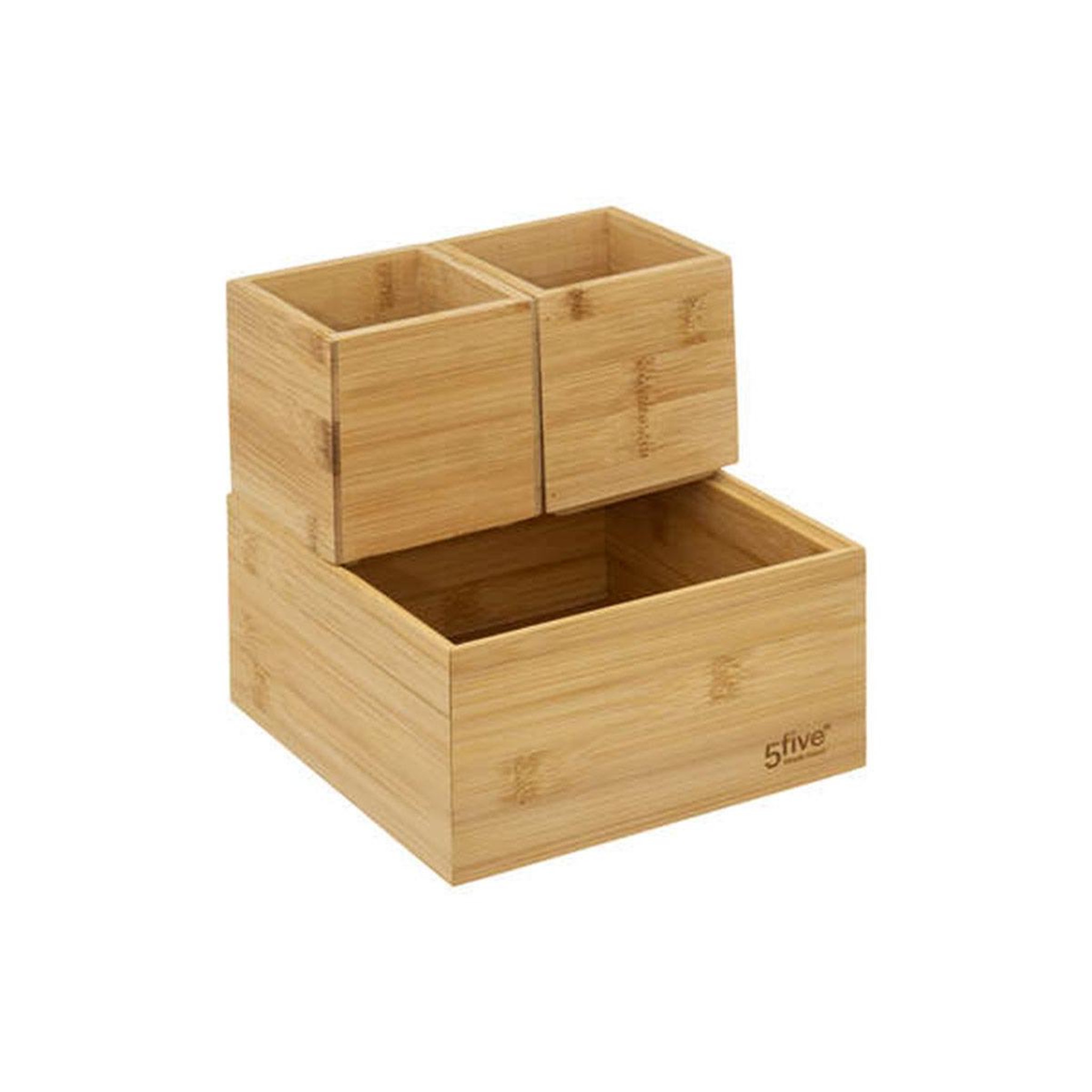 Voir la diapositive 2 : FIVE Organiseur 4 plateaux  bambou  19cm naturel