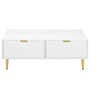 Voir la diapositive 5 : MERAX Table Basse Avec 2 Tiroirs Blanc
