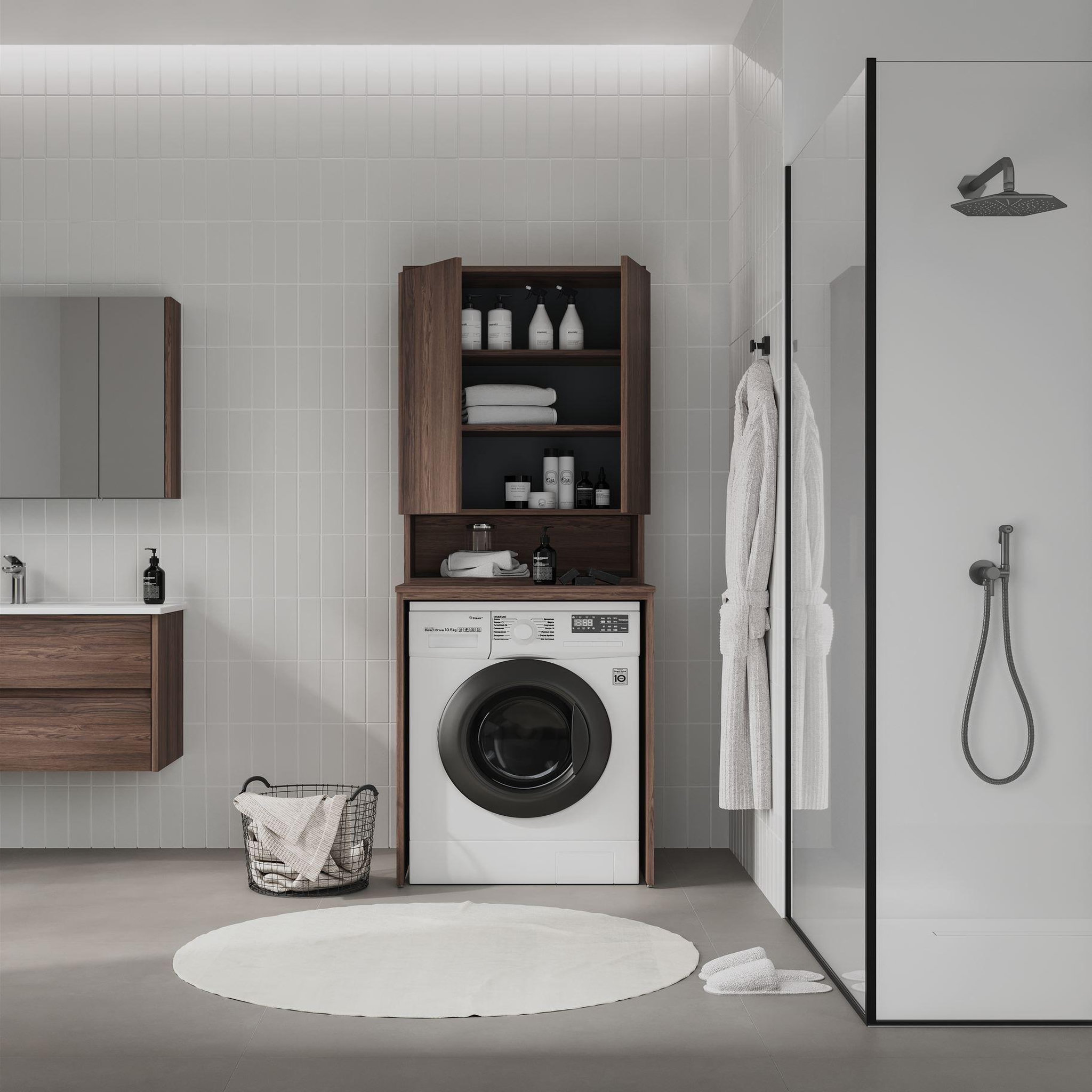 Voir la diapositive 3 : Habitat et Jardin Armoire de Salle de Bain  Bosco Lume 70  - 70 x 36 x 100 cm - Dark Walnut