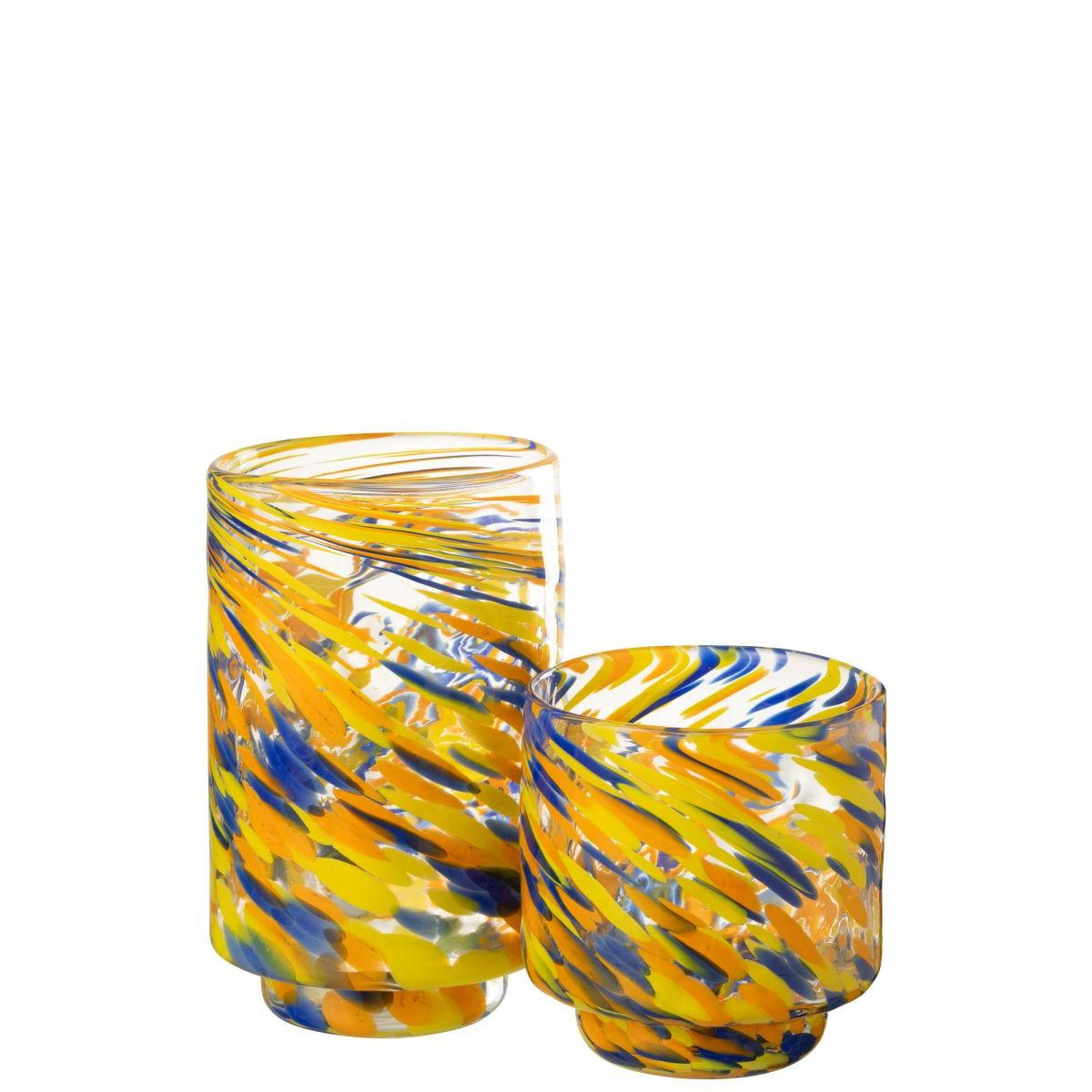Voir la diapositive 4 : J-LINE Photophore vase en verre  arun  15cm multicolore
