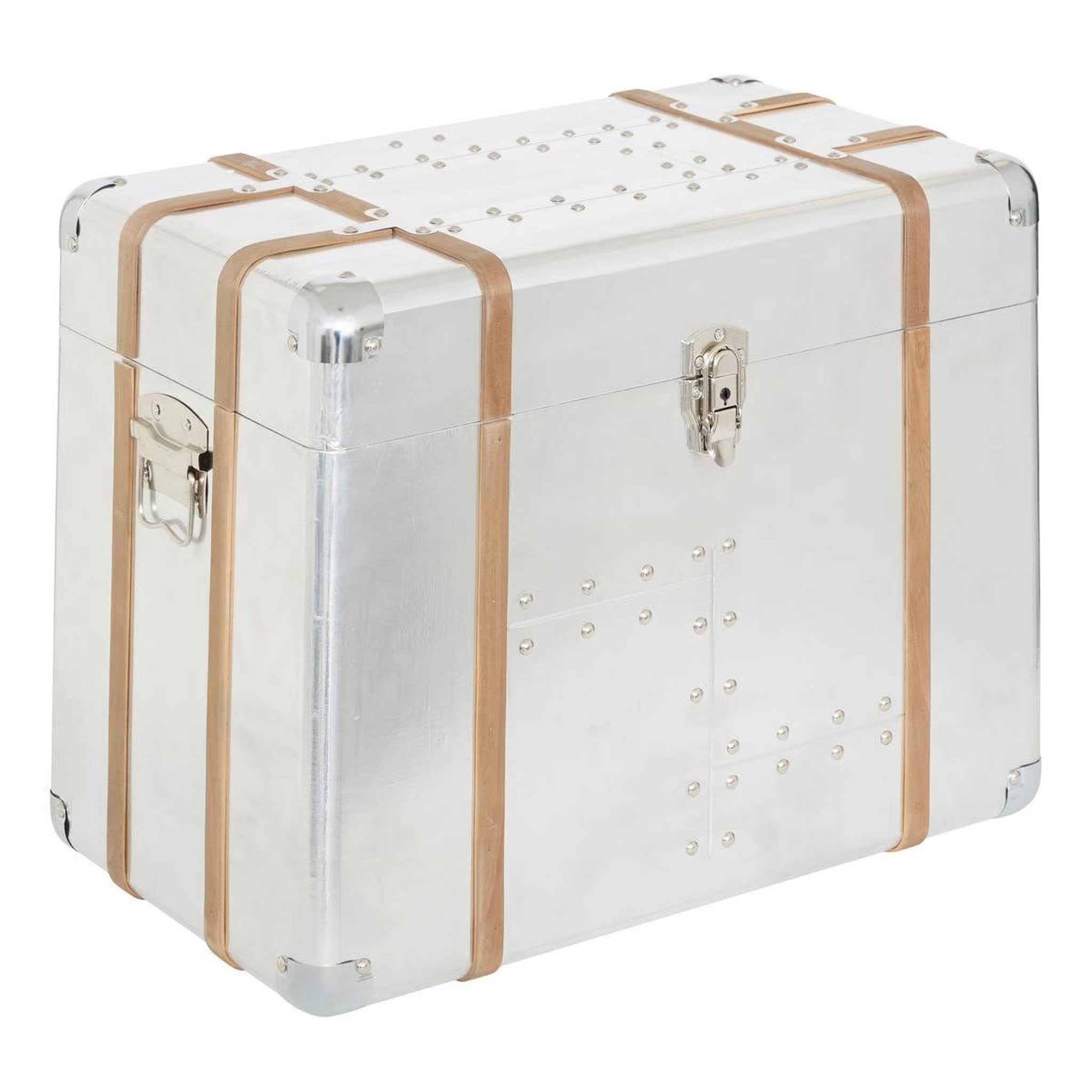 Voir la diapositive 6 : ATMOSPHERA Lot de 3 malles de rangement  sky  54cm argent