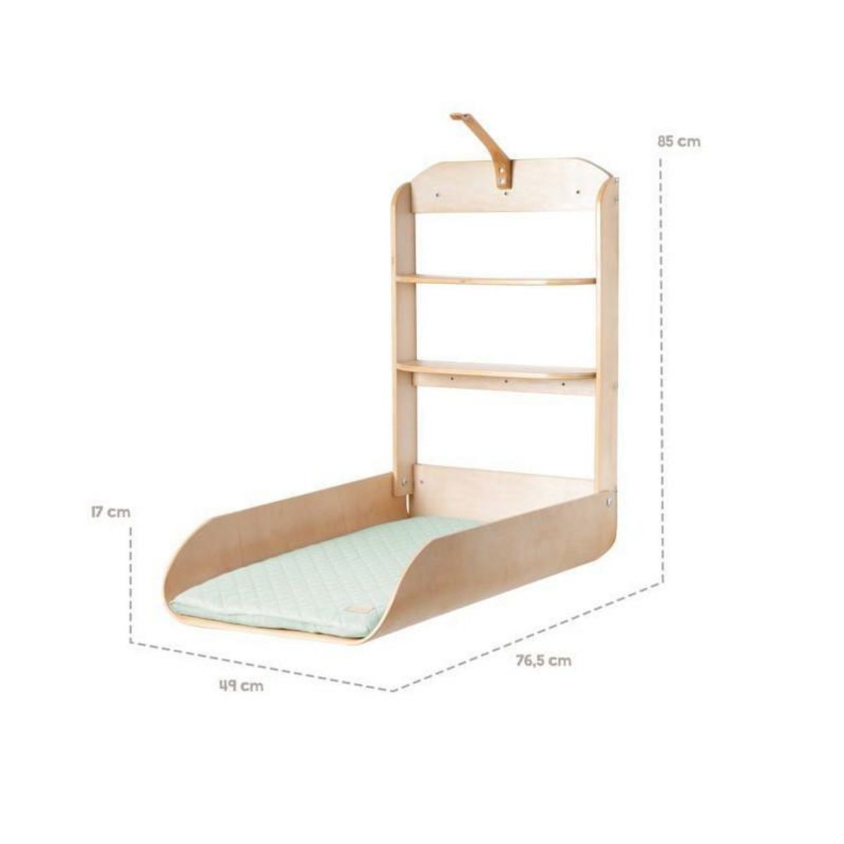 Roba Table a Langer Murale et Rabattable - ROBA - Bois Naturel - Étageres Intégrées - Design Minimaliste