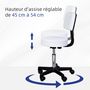 Voir la diapositive 5 : HOMCOM Tabouret massage à roulettes réglable en hauteur pivotant avec dossier ergonomique blanc