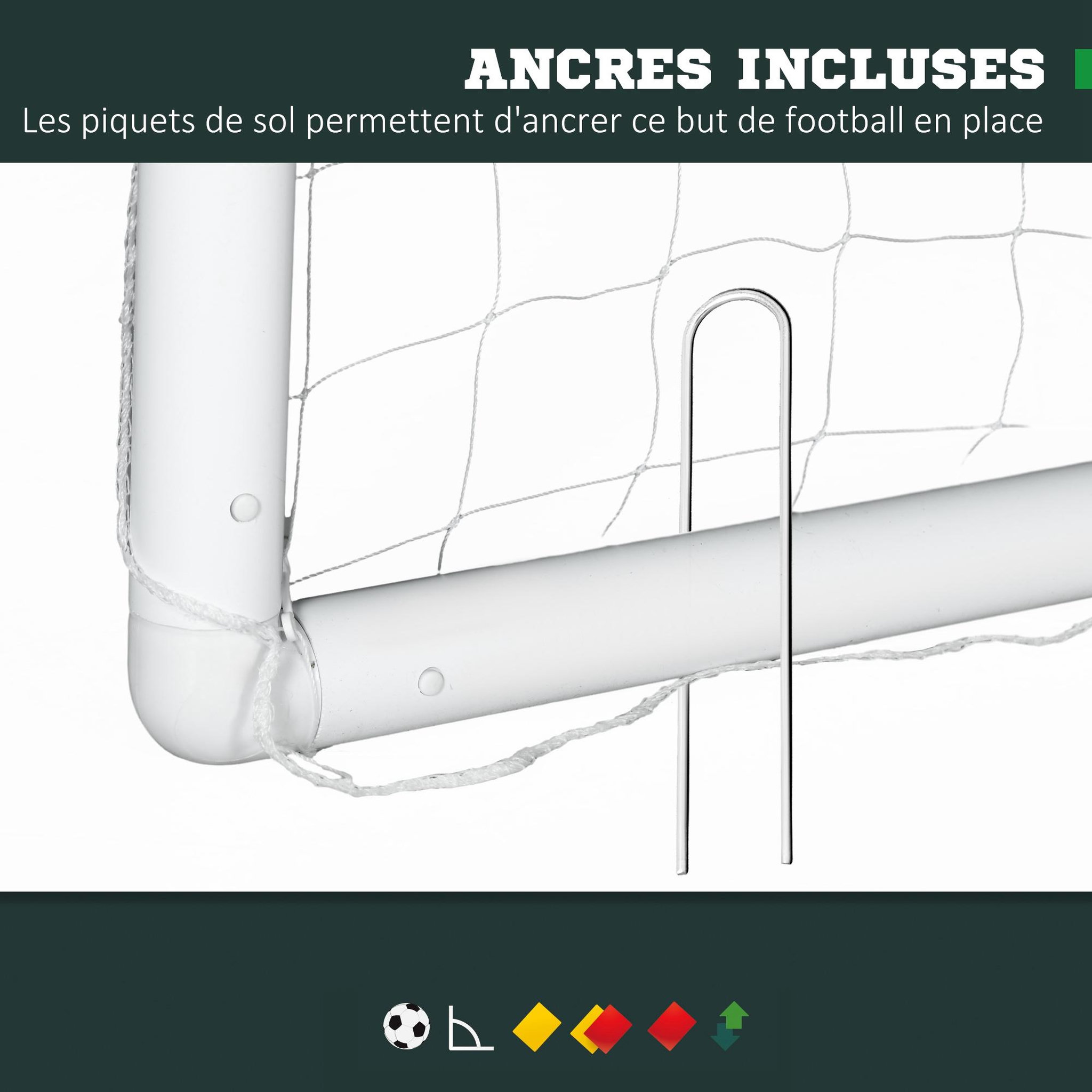 Voir la diapositive 6 : HOMCOM But de football cage de foot but futsal - dim. 3l x 1,2l x 2h m - pvc blanc