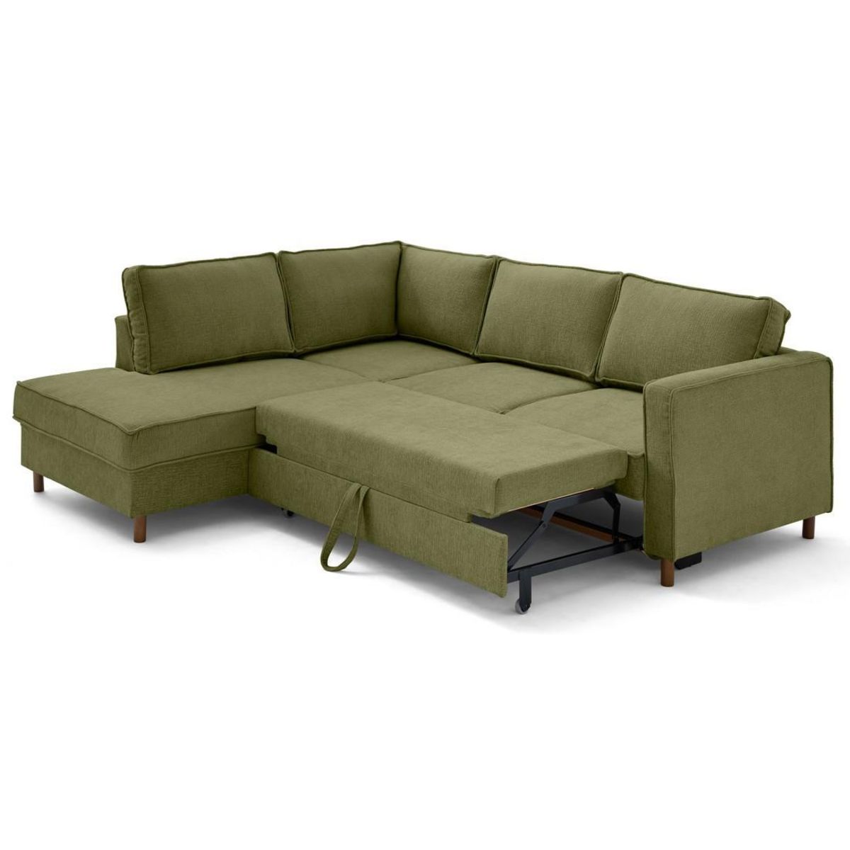 LISA DESIGN Jake - canapé d'angle gauche 5 places convertible en tissu velours relief