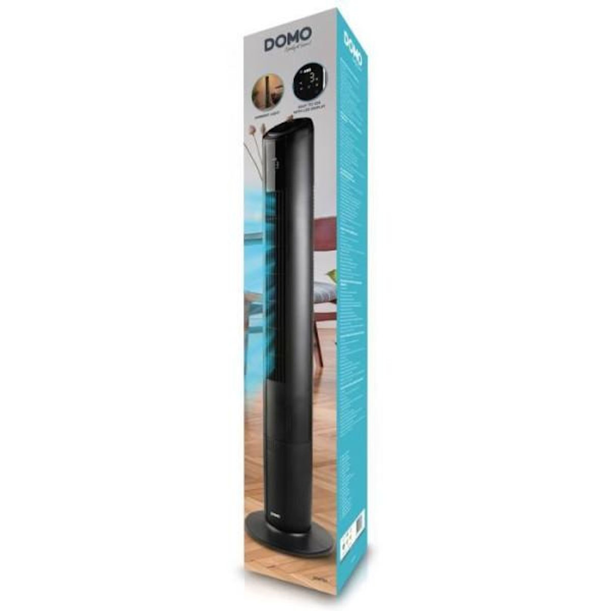 Domo Ventilateur colonne - DOMO - 50 W - Eclairage d'ambiance - Oscillation large - 5 vitesses - Télécommande incl