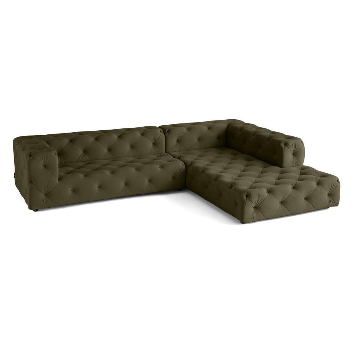 LISA DESIGN Gallata - canapé chesterfield d'angle droit - 5 places - en velours