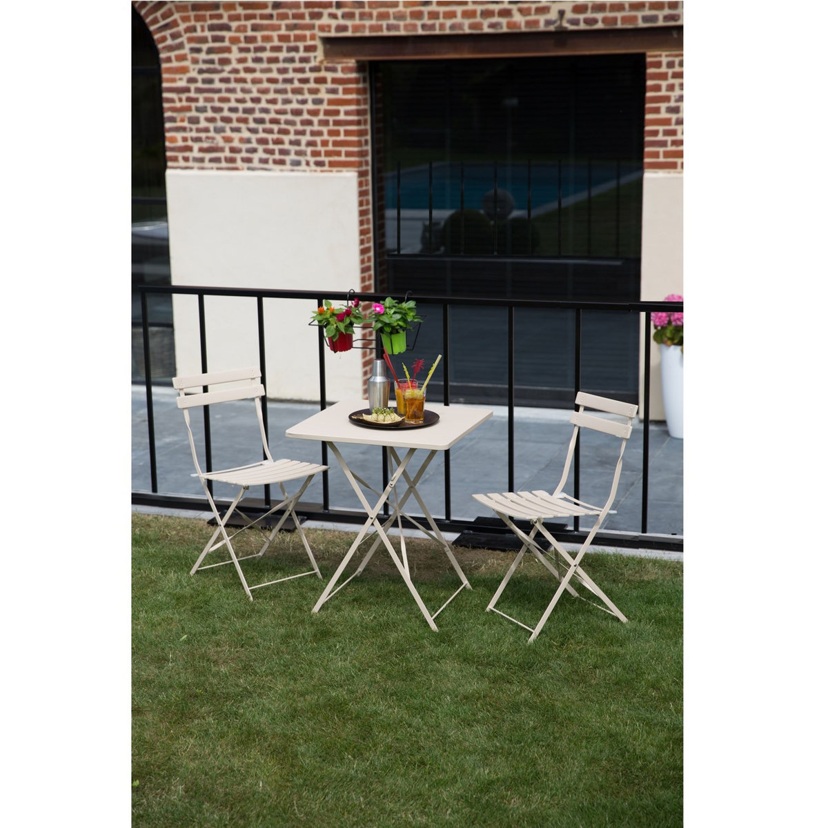 GARDENSTAR Salon de jardin 2 personnes acier muscade POP