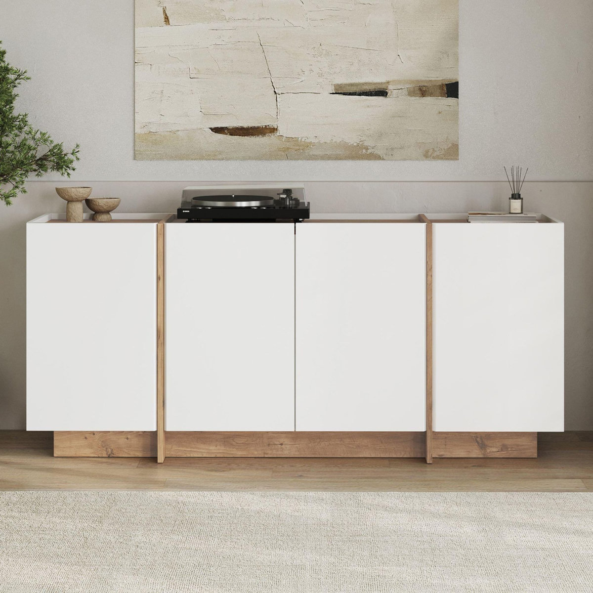 Habitat et Jardin Buffet en bois  Dorma  - 180 x 45 x 80 cm - Blanc / Pin Atlantique