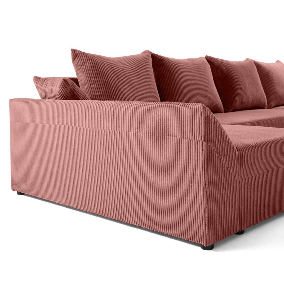 BEST MOBILIER Mike - canapé panoramique en u - 7 places - convertible avec coffre - en velours côtelé