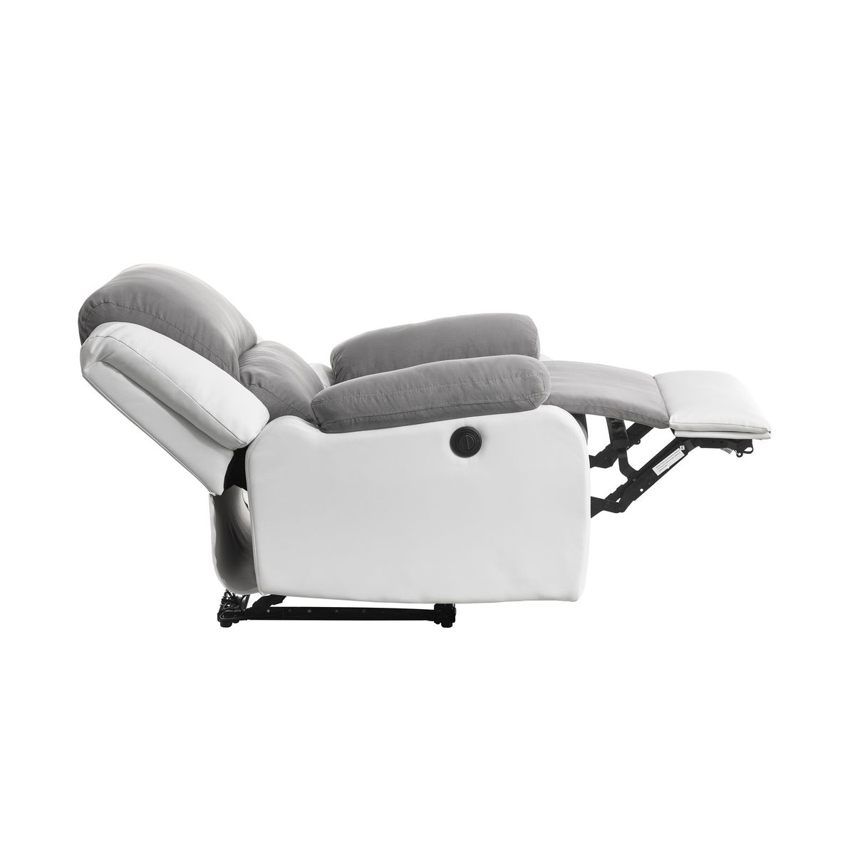 Fauteuil relax électrique pu blanc + tissu gris HELENA