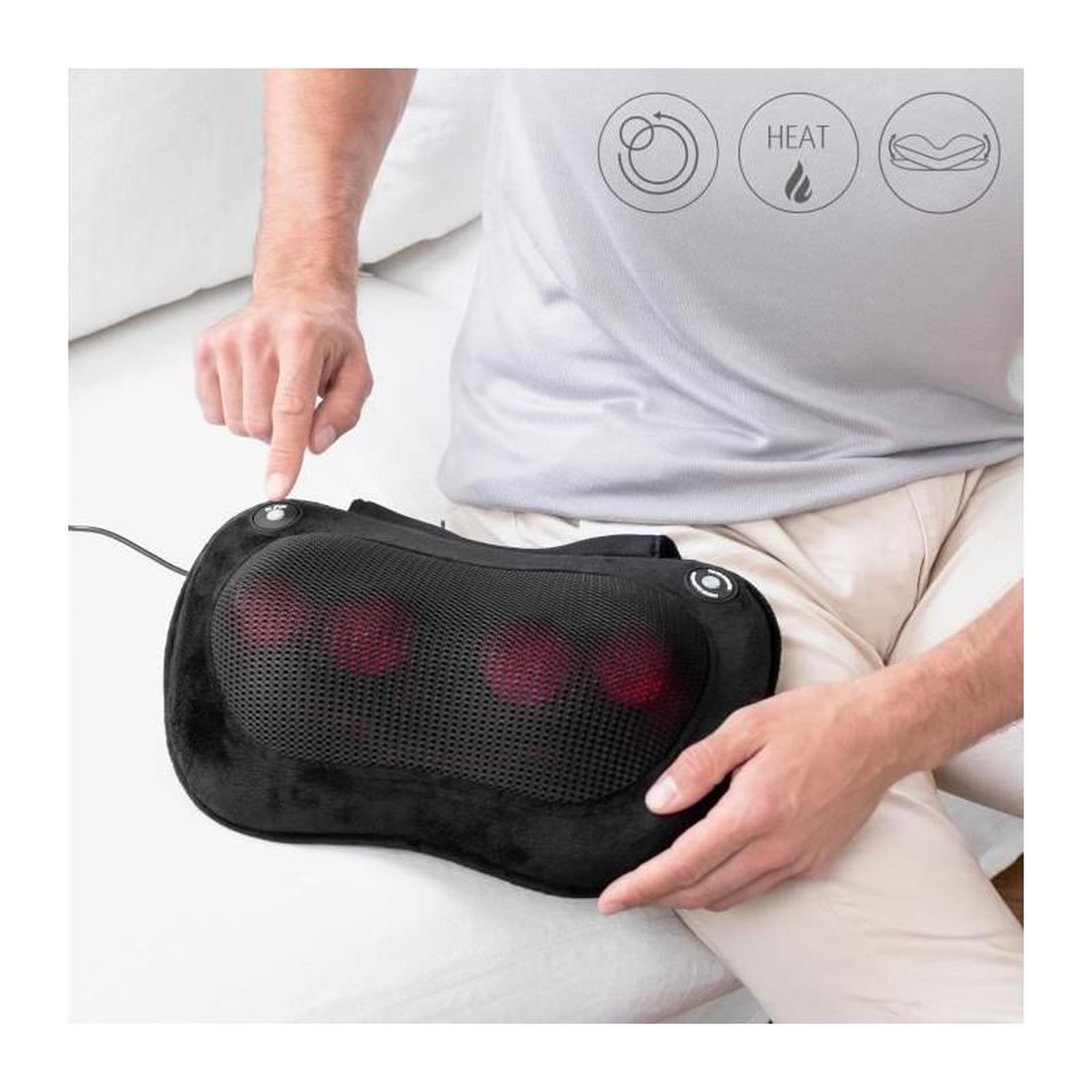 Voir la diapositive 3 : Medisana MEDISANA MC 850 - Coussin de massage Shiatsu epaules, dos, jambes et cou - 2 vitesses - Fonction chaleur - Rembourrage flexible