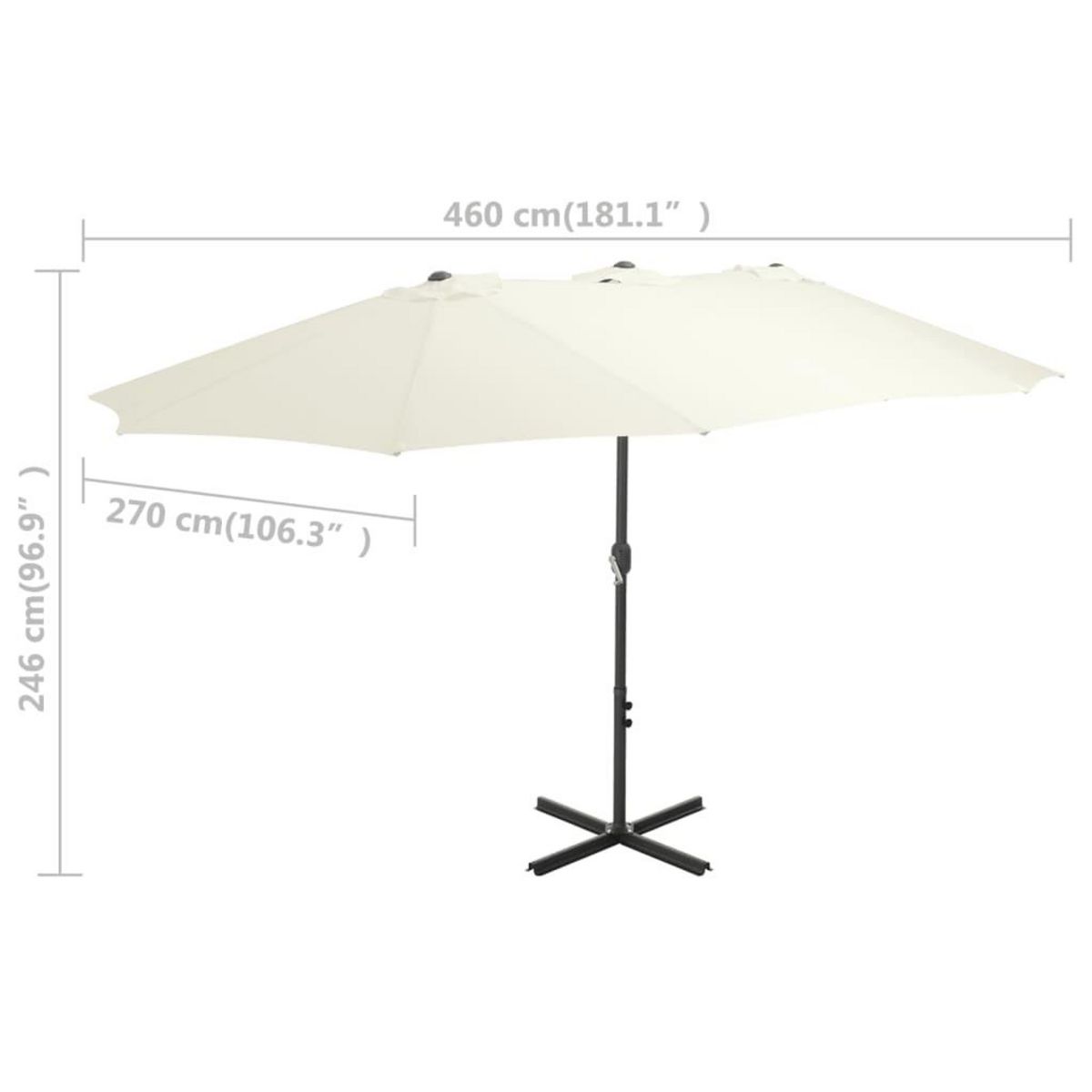 VIDAXL Parasol d'exterieur et poteau en aluminium 460x270 cm sable