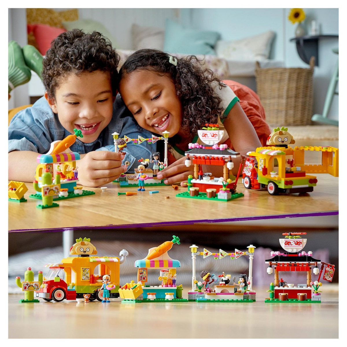 LEGO Friends 41701 Le Marché de Street Food, Jouet Camion Bar à Jus pour Enfants +6 ans