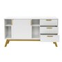 Voir la diapositive 2 : Paris Prix Buffet 3 Tiroirs & 2 Portes  Kensal  149cm Chêne & Blanc