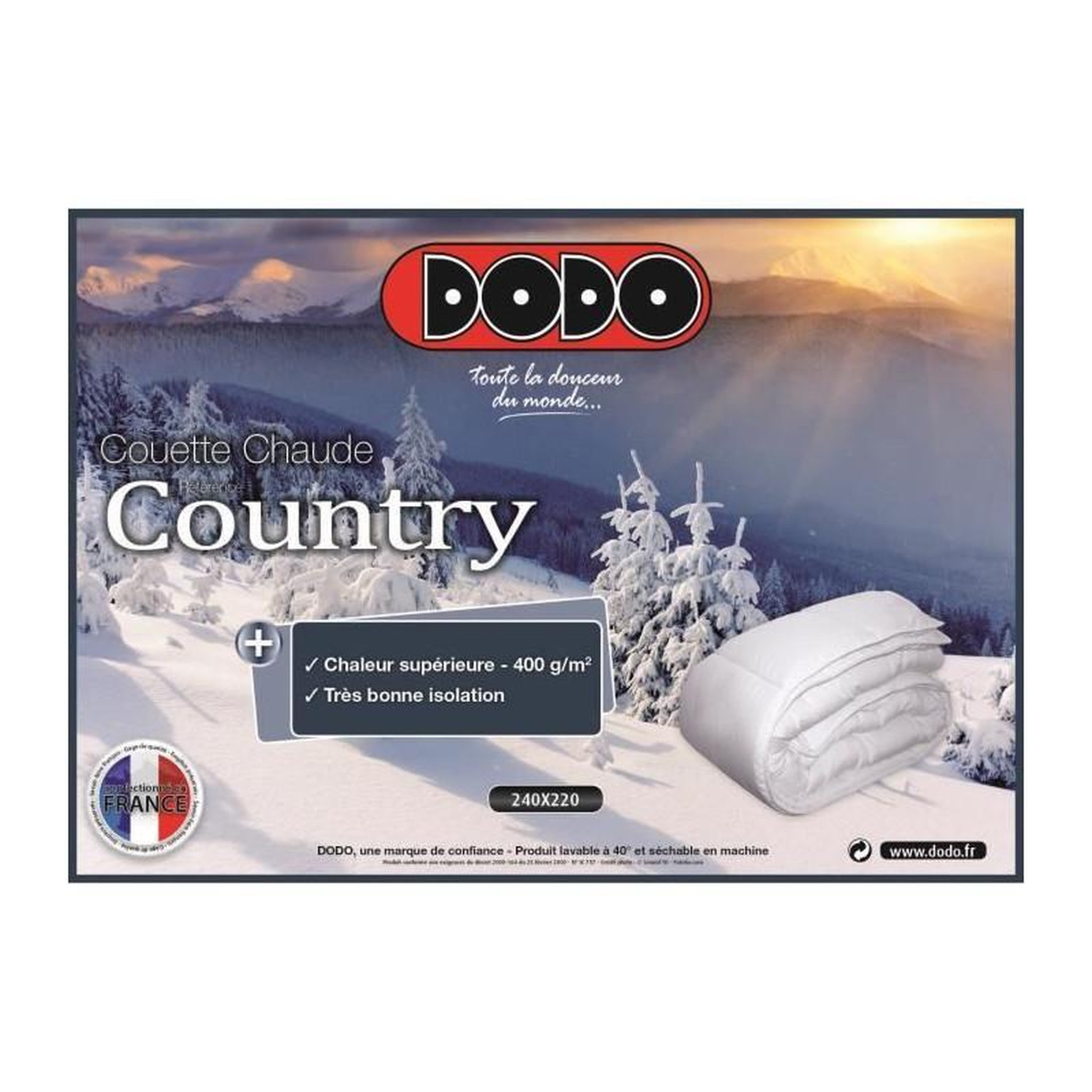 Voir la diapositive 3 : DODO DODO Couette chaude 400gr/m2 COUNTRY 240x260cm