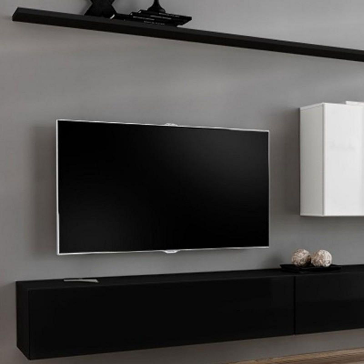 Paris Prix Meuble TV Mural Design  Switch VII  340cm Noir & Blanc