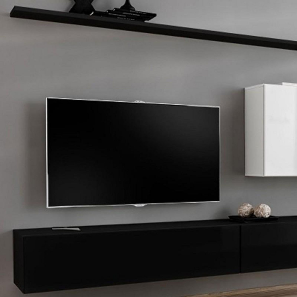 Paris Prix Meuble TV Mural Design  Switch VII  340cm Noir & Blanc