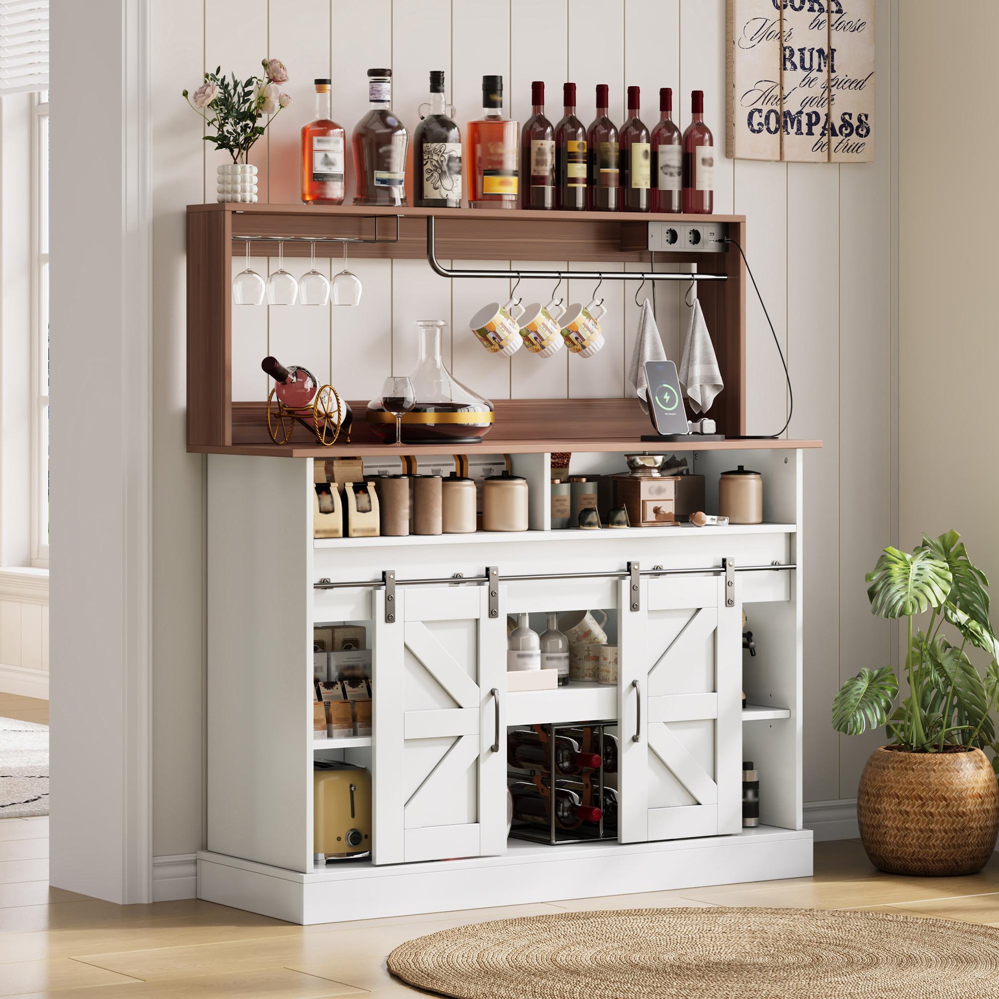 Voir la diapositive 4 : MERAX Buffet de cuisine 2 portes 0 tiroir - 120 cm blanc+naturel mdf