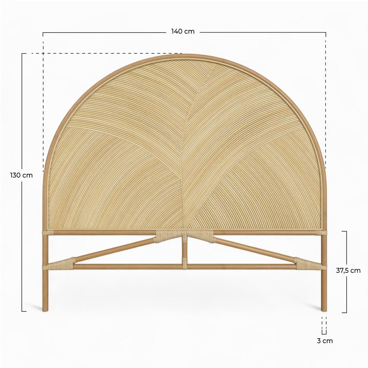 Rendez vous déco Tête de lit en rotin naturel 140 cm - Beigia