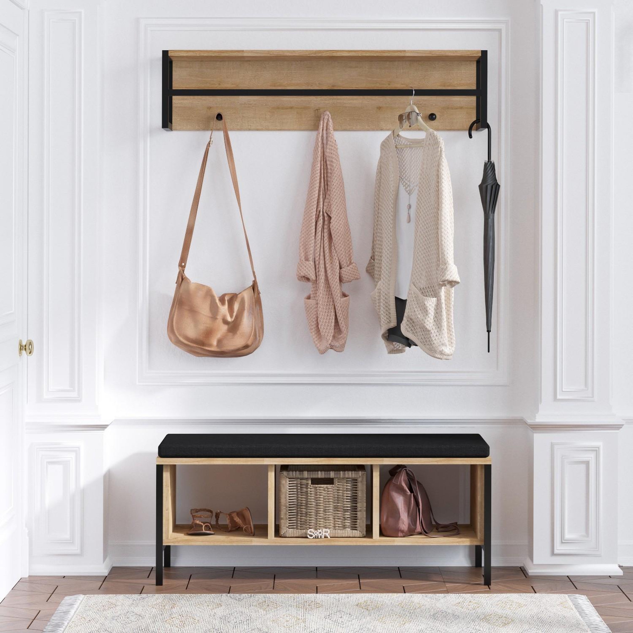 Voir la diapositive 2 : Habitat et Jardin Meuble d'entrée avec assise en bois  shana  - 100 x 35 x 43 cm - beige