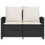 Voir la diapositive 5 : VIDAXL Canape de jardin 2 places coussins et table noir resine tressee