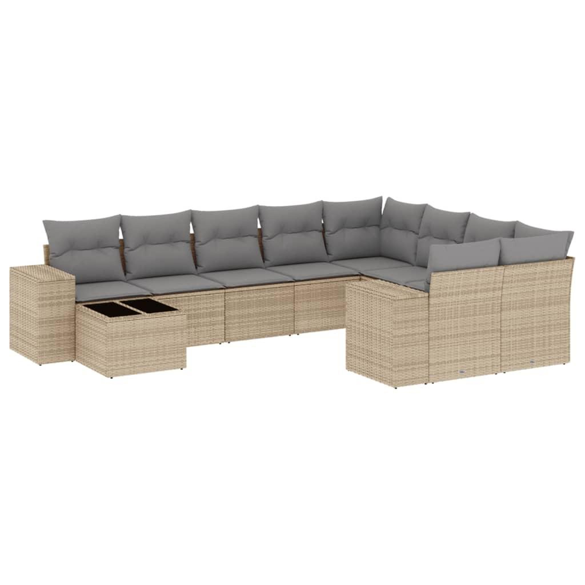 Voir la diapositive 2 : VIDAXL Salon de jardin avec coussins 10 pcs beige resine tressee