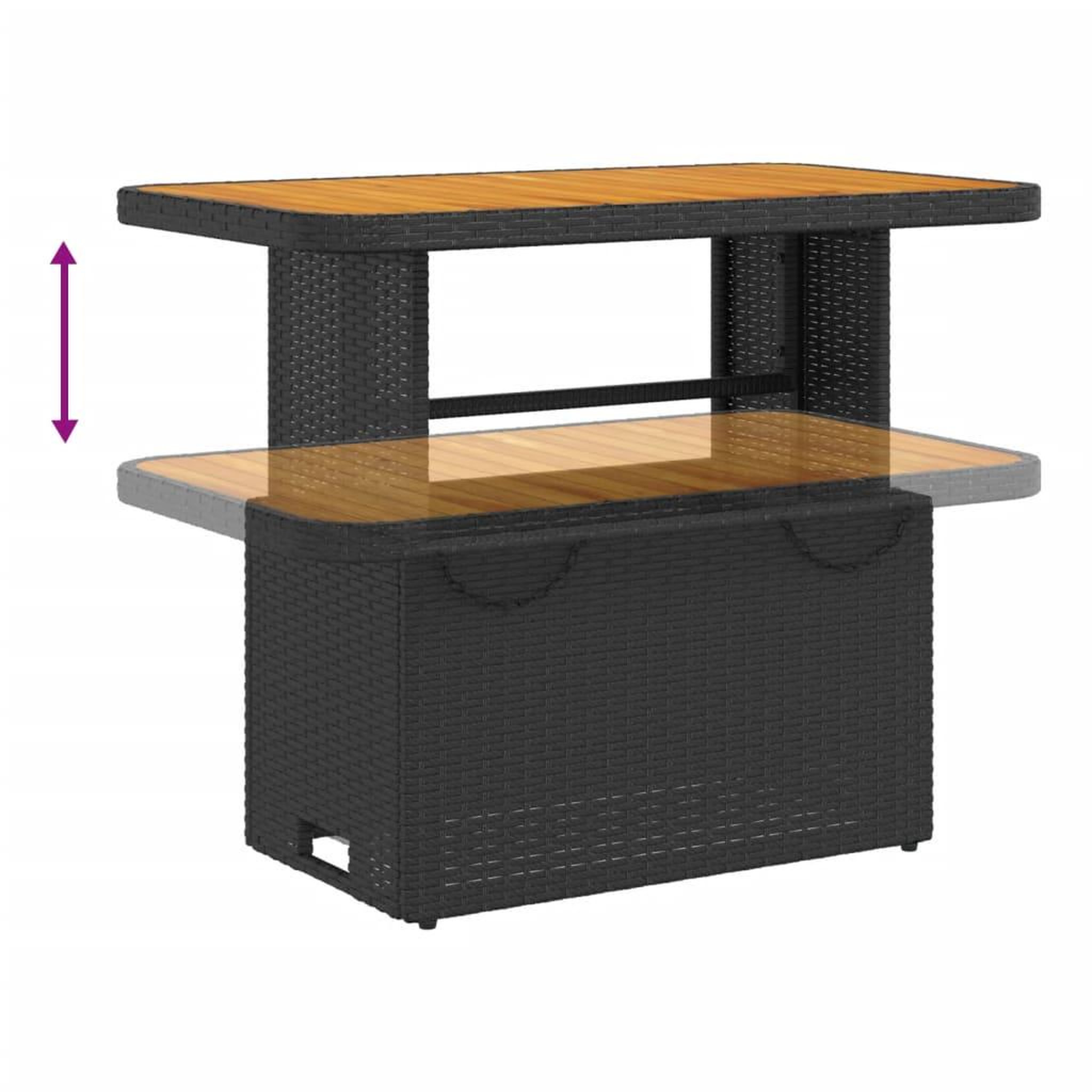 Voir la diapositive 4 : VIDAXL Table de jardin noir 90x55x71 cm resine tressee et bois acacia