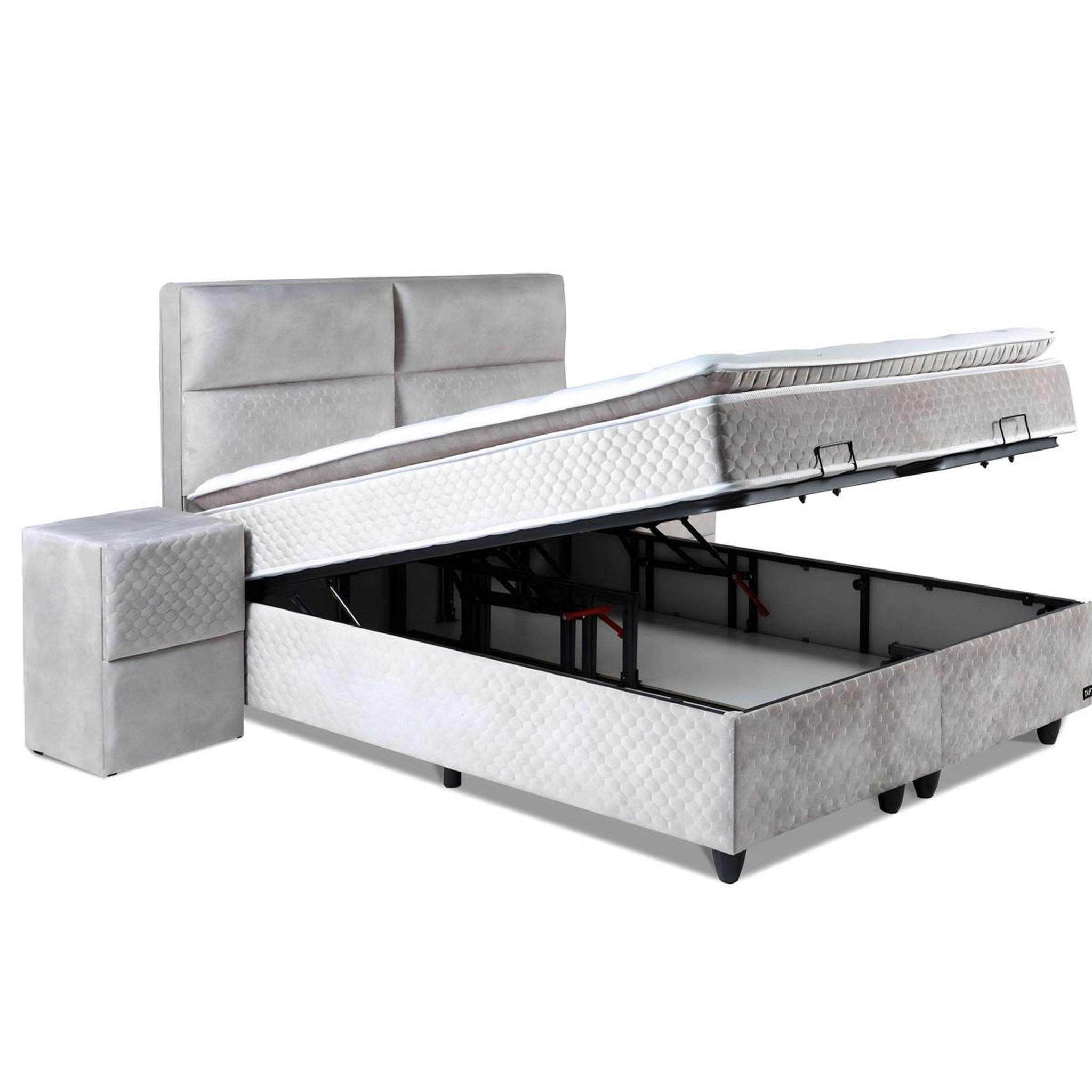 Voir la diapositive 3 : JLC KREATION Lit boxspring complet 160cm + matelas + surmatelas lone