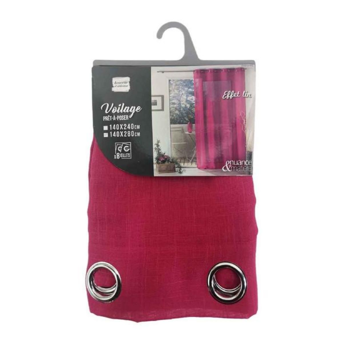 Paris Prix Rideau Voilage à Œillets  Zazy  140x280cm Fuchsia