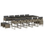 Voir la diapositive 2 : VIDAXL Ensemble a manger de jardin 15 pcs coussins gris resine tressee