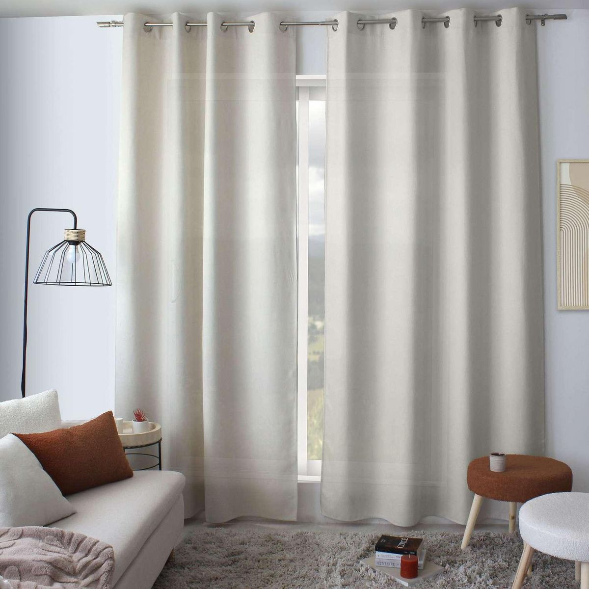 TOILINUX Rideau aspect chenillé - 140 x 240 cm - Ecru