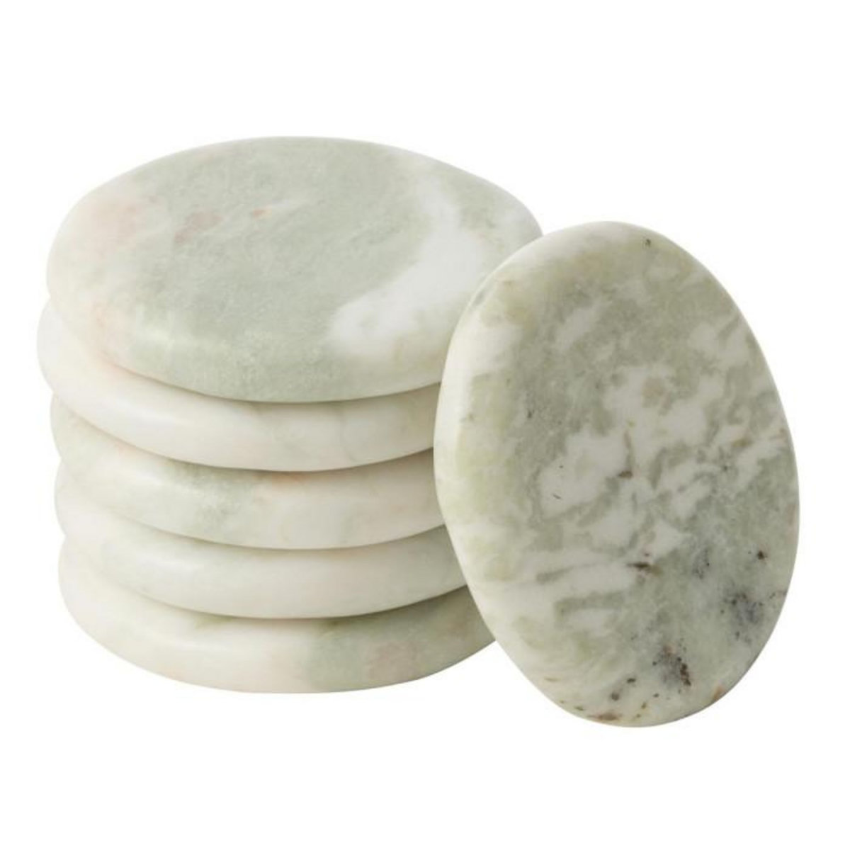 Paris Prix Lot de 6 Dessous de Verre en Marbre  Odell  10cm Blanc & Vert