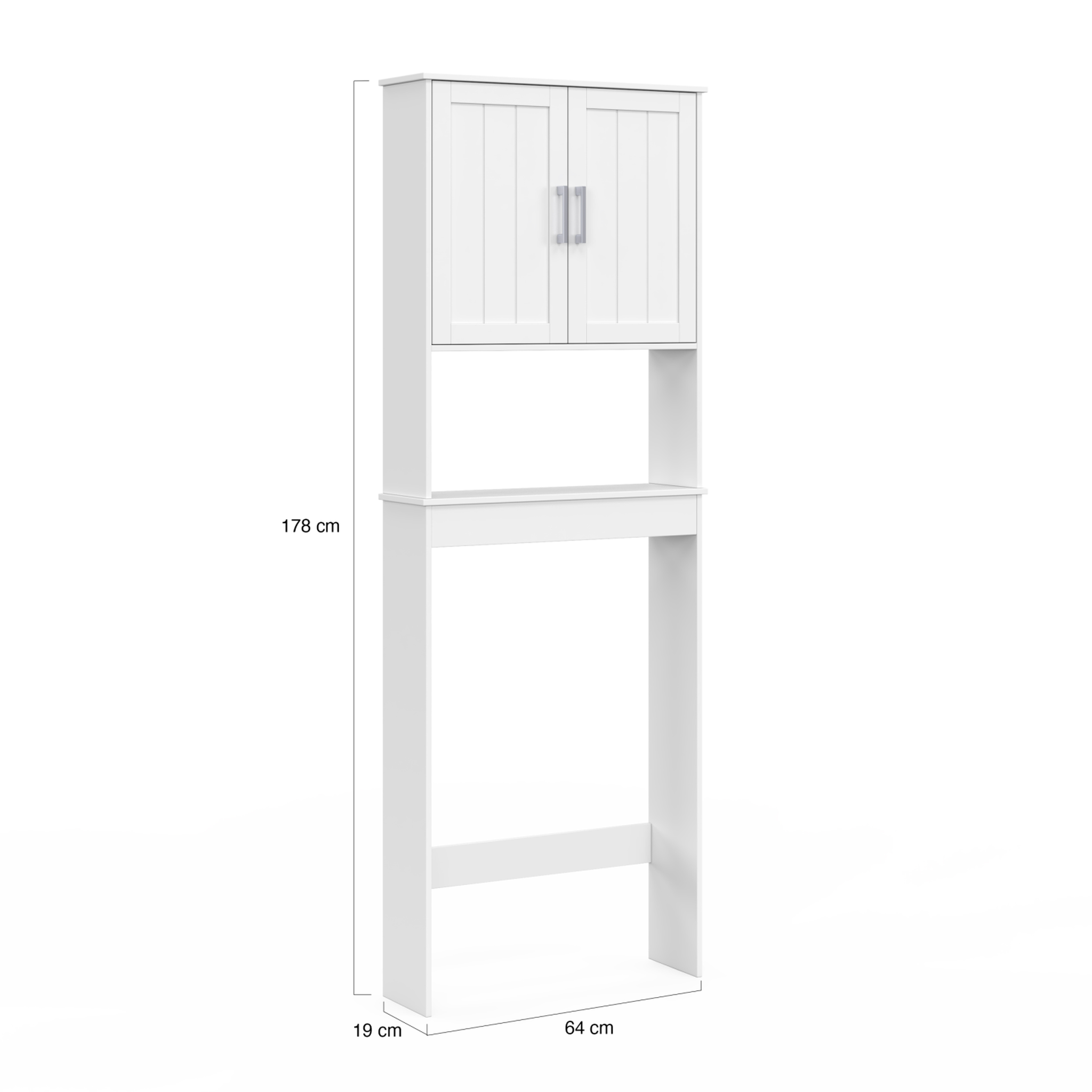 Voir la diapositive 5 : ID MARKET Meuble étagère dessus wc waldo placard bois blanc
