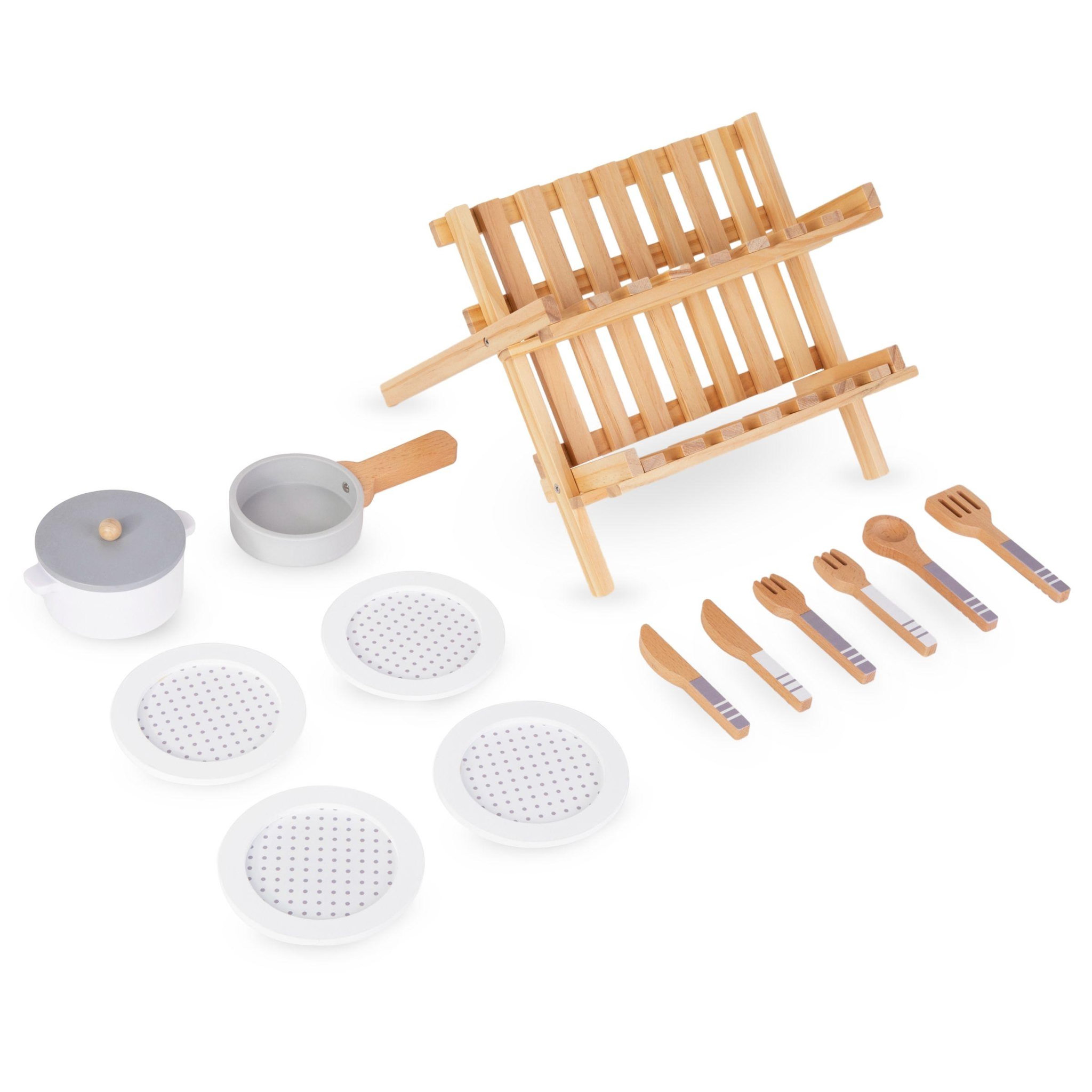 Voir la diapositive 5 : MAMABRUM Égouttoir et vaisselle de cuisine en bois dinette mamabrum