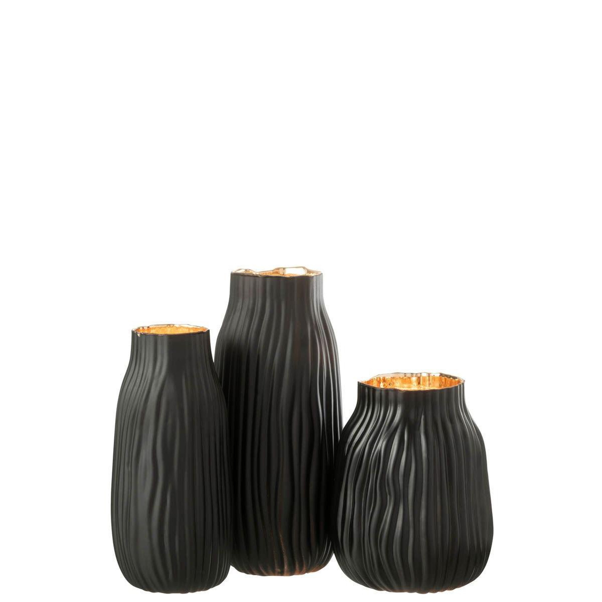 Voir la diapositive 5 : J-LINE Vase à rainures en verre  louis  26cm noir