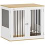Voir la diapositive 4 : PAWHUT Cage pour chien en bois - 2 portes verrouillables, 2 gamelles rotatives  - 80 x 55 x 71 cm - blanc effet bois clair