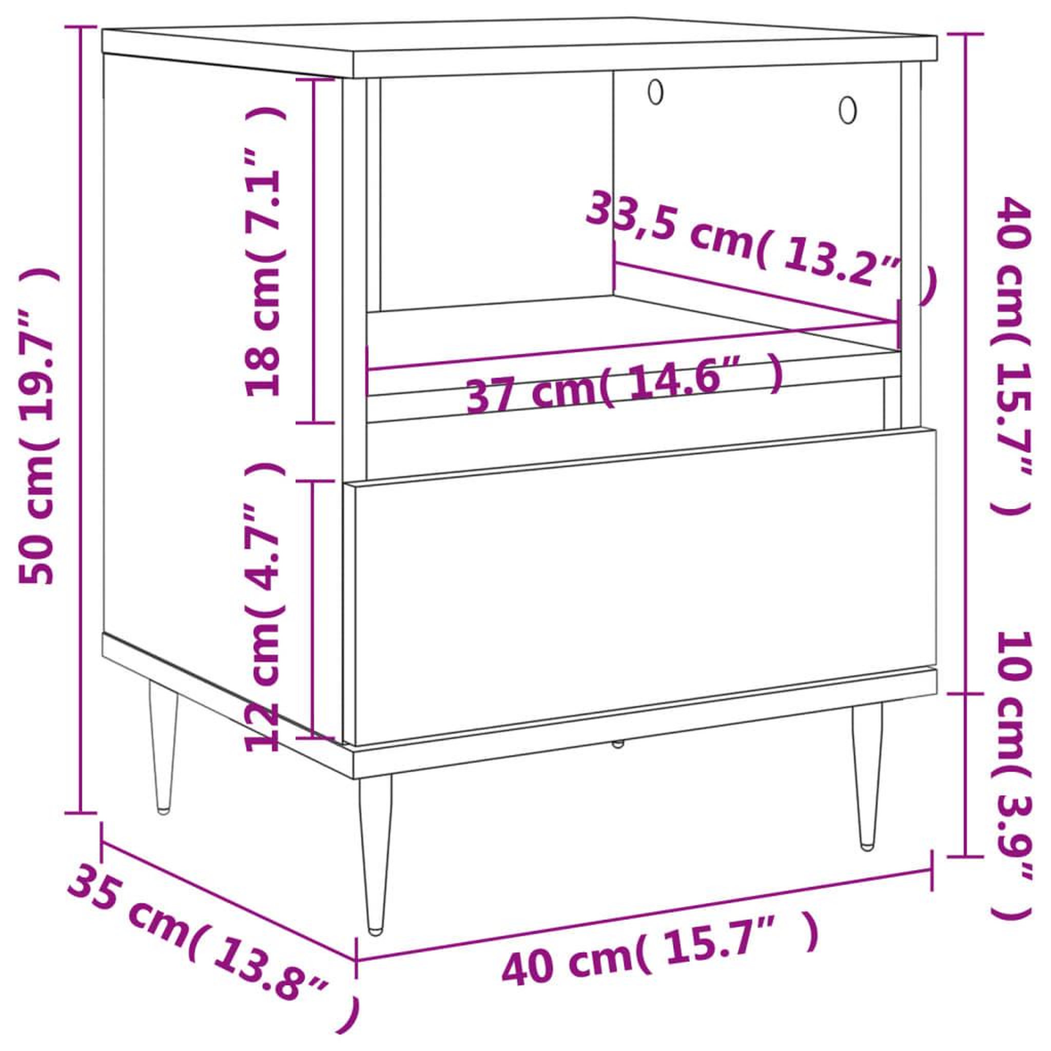 Voir la diapositive 6 : VIDAXL Tables de chevet 2 pcs chene sonoma 40x35x50 cm bois ingenierie