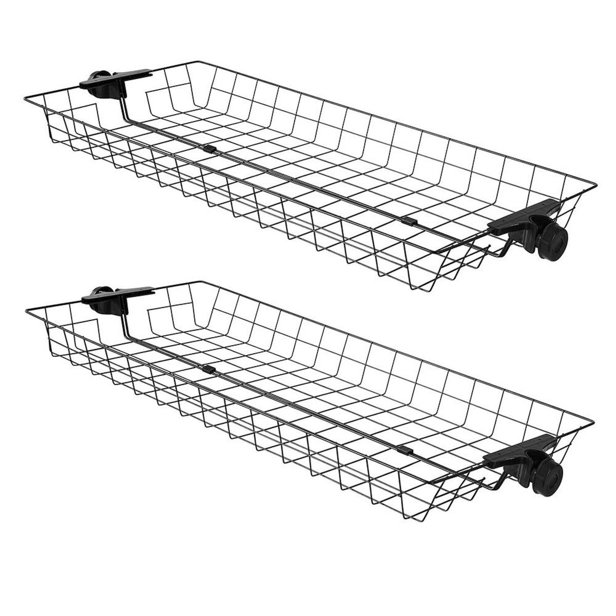 SOBUY Lot de 2 Paniers Métalliques Noirs pour Armoire Télescopique 83x19x8cm FRG34-P02