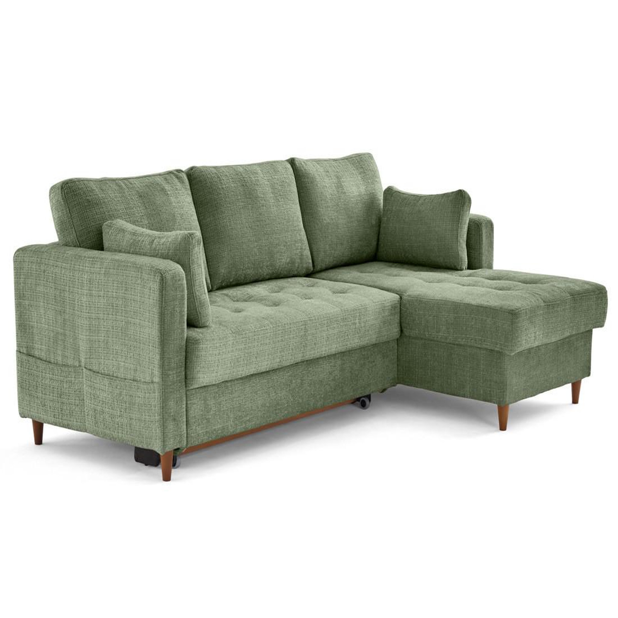 Voir la diapositive 4 : LISA DESIGN Anna - canapé d'angle droit 4 places convertible avec coffre en velours texturé