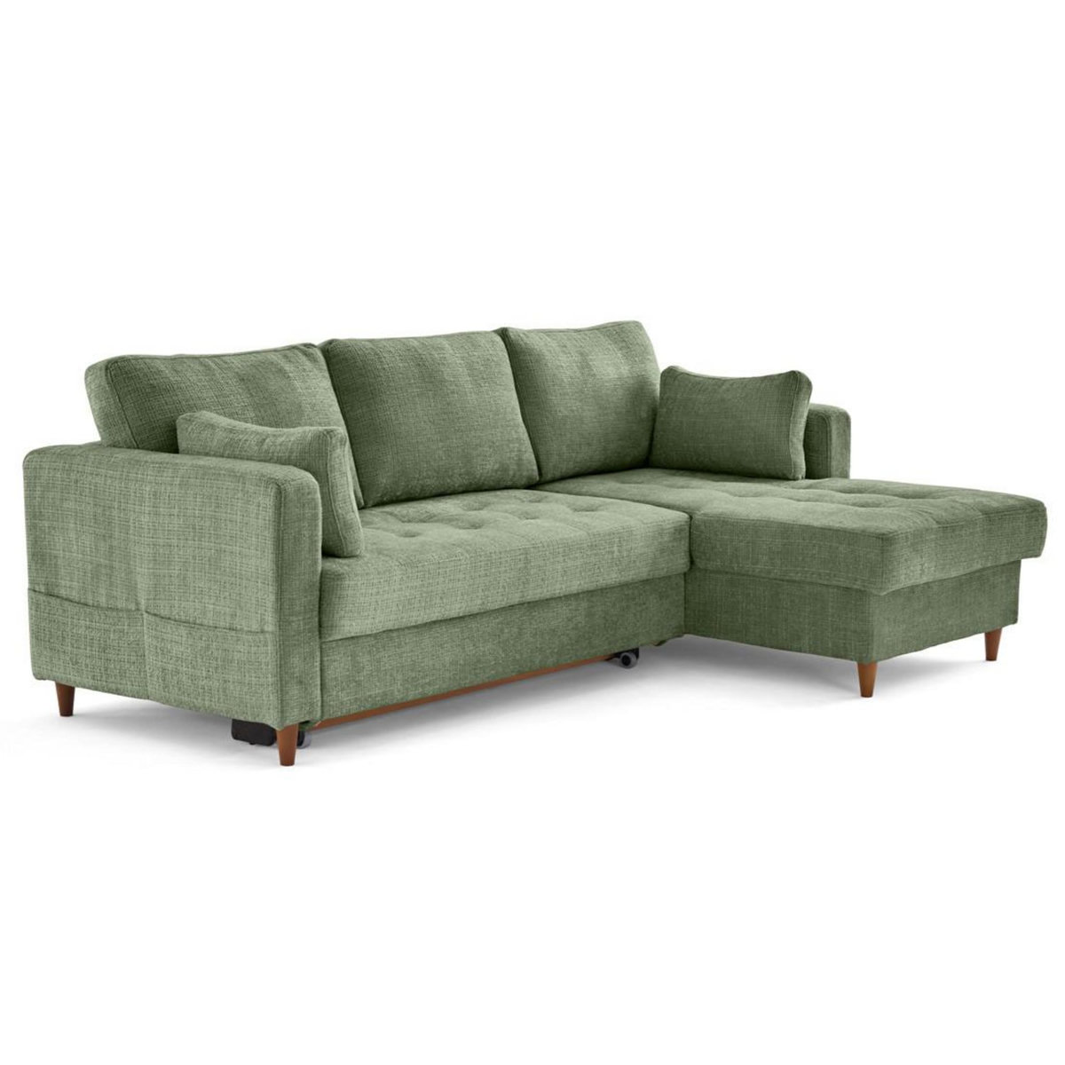 LISA DESIGN Anna - canapé d'angle droit 4 places convertible avec coffre en velours texturé