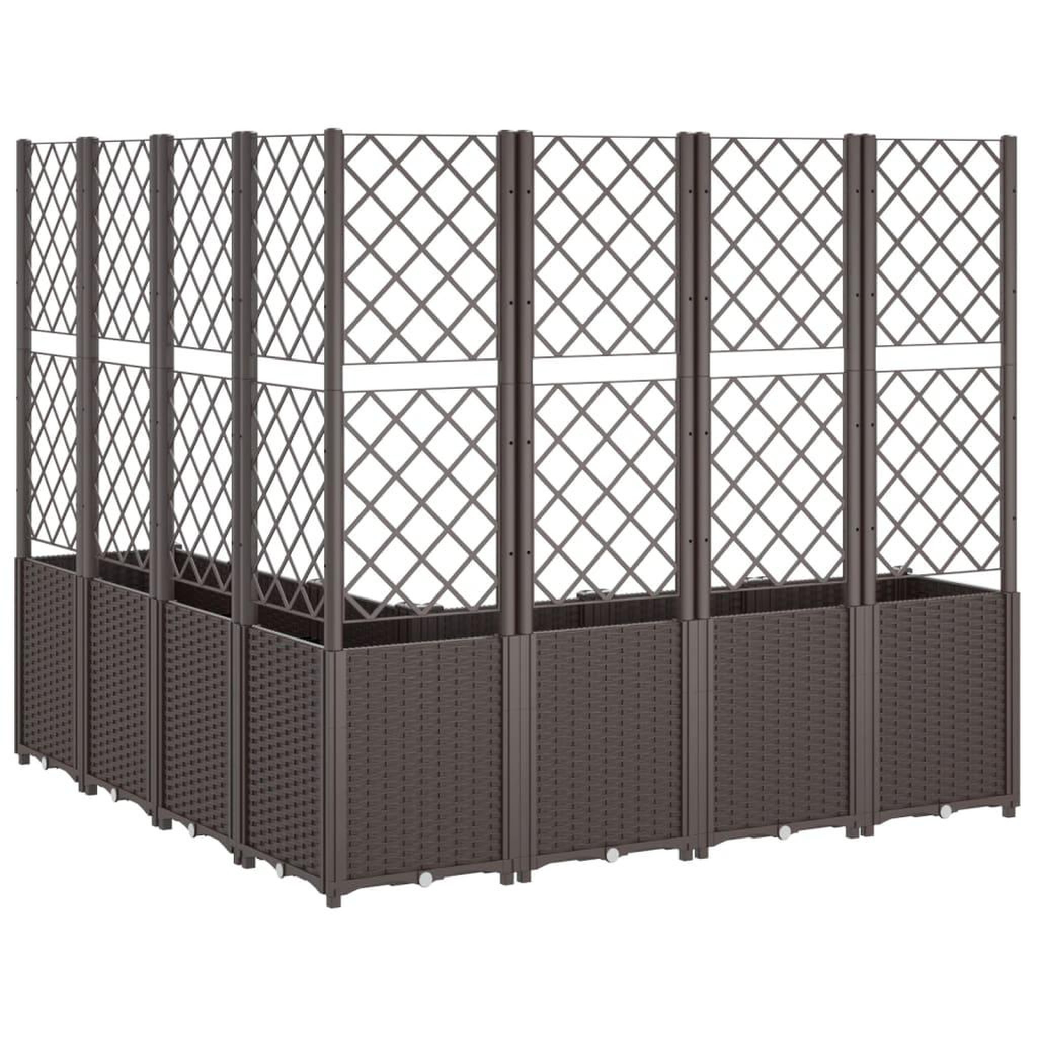 Voir la diapositive 5 : VIDAXL Jardiniere avec treillis marron 160x160x140 cm PP