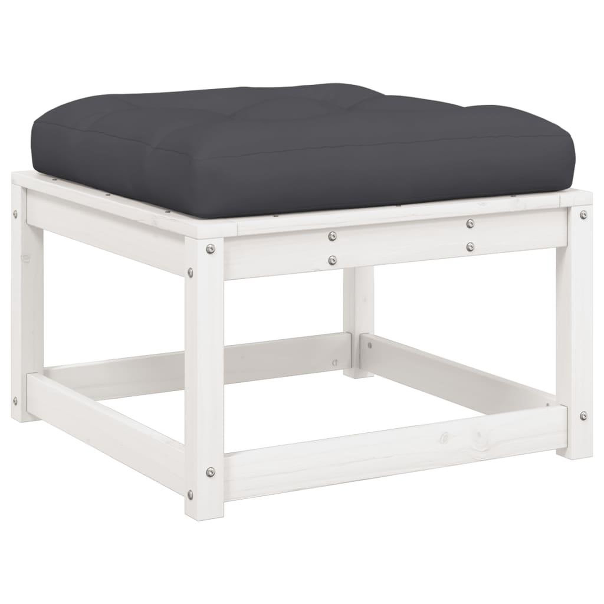 Voir la diapositive 3 : VIDAXL Salon de jardin 5 pcs avec coussins blanc bois massif de pin