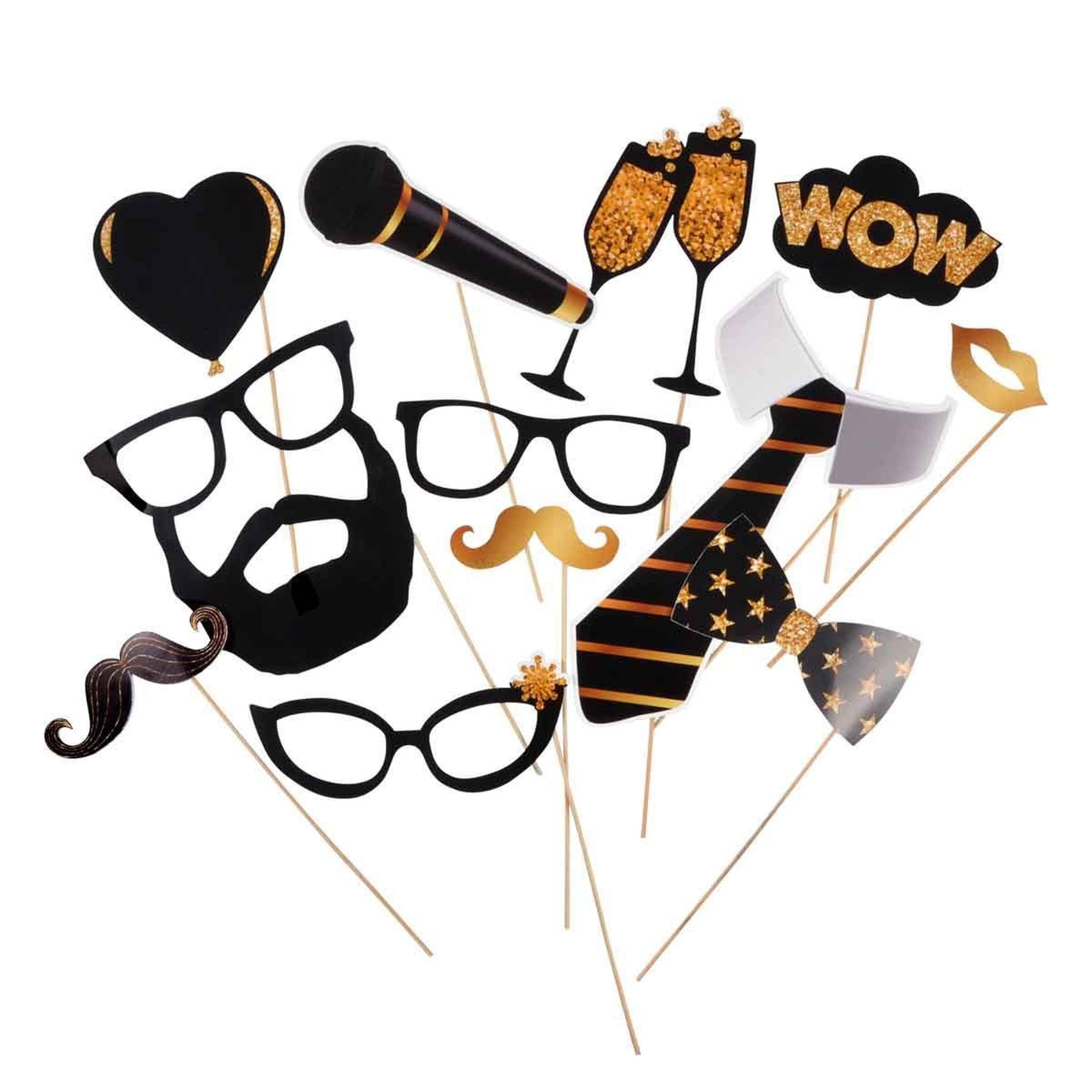 Voir la diapositive 1 : HOMEA Lot de 12 accessoires pour photobooth  pic  noir