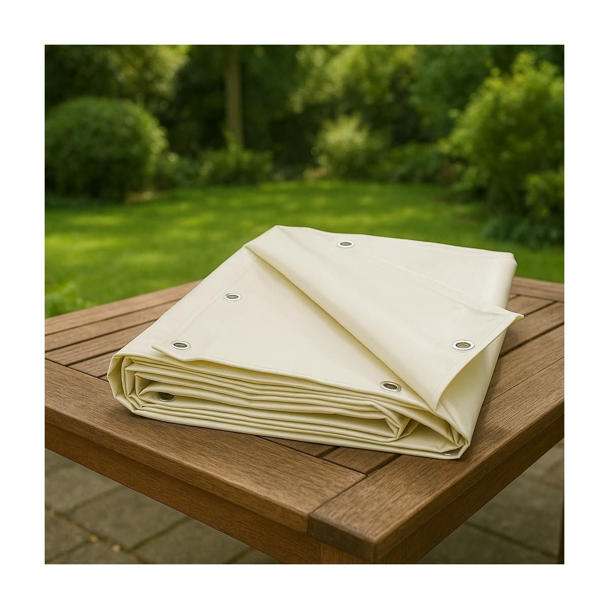 Univers du Pro Bâche Pergola 6 x 4 m IVOIRE PVC Grammage  640 g/m2 Haute Protection UV