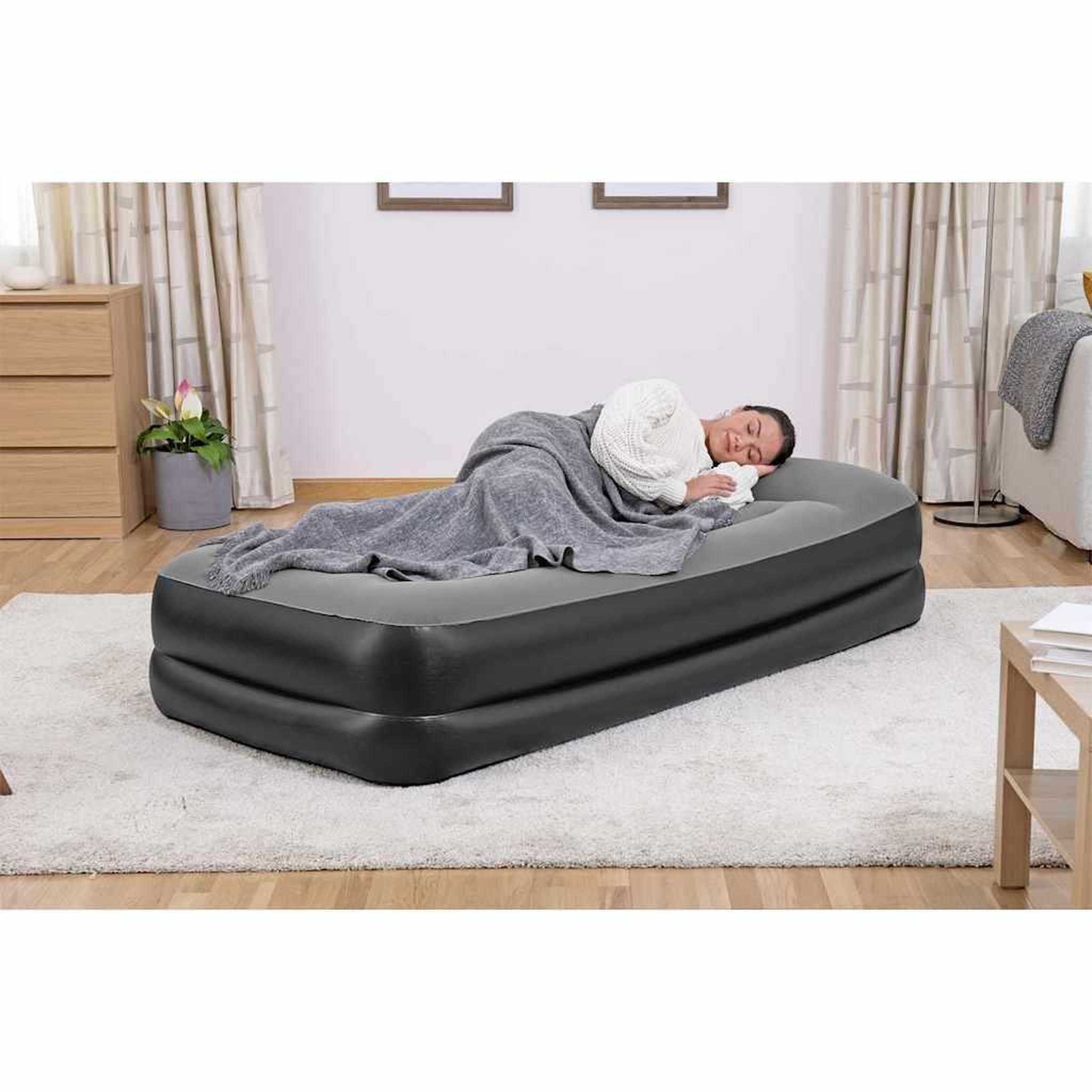 Voir la diapositive 2 : BESTWAY Bestway Lit gonflable floque avec pompe a air integree 191x97x46 cm
