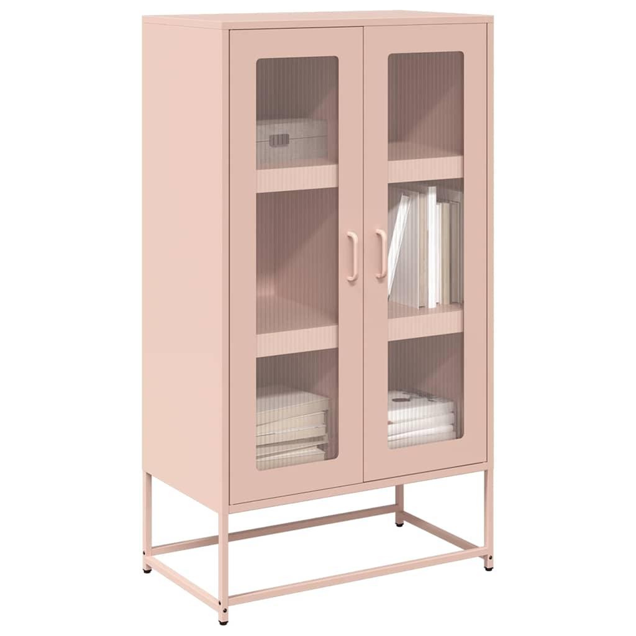 VIDAXL Buffet haut rose 68x39x123 cm acier