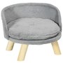 PAWHUT Canapé lit panier pour chien design scandinave coussin moelleux amovible pieds en bois Ø 40,5 x 33H cm gris
