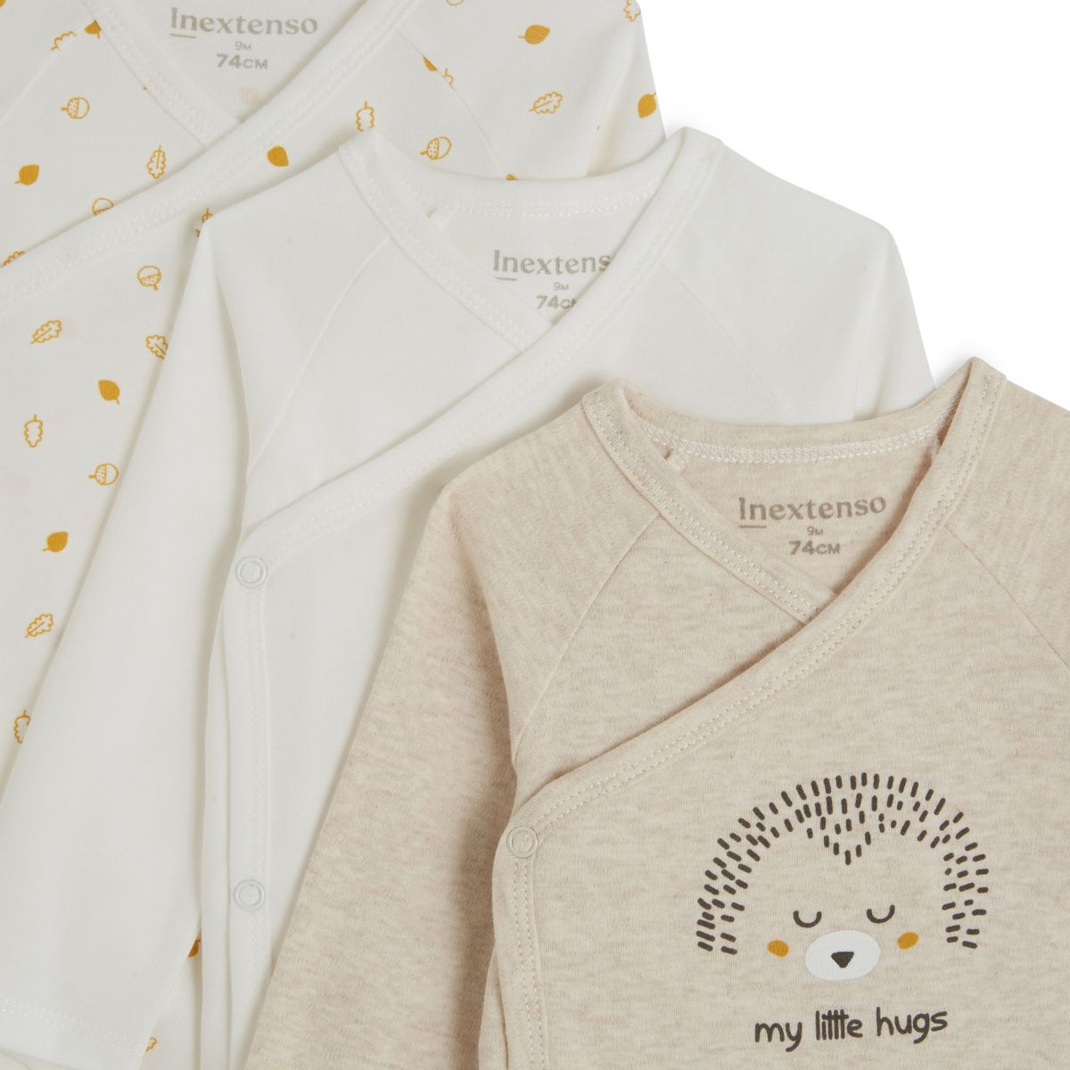 IN EXTENSO Lot de 3 bodies manches longues de naissance bébé